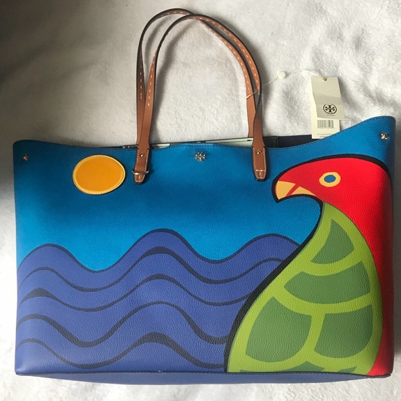 ❗️SOLD❗️Tory Burch Kerrington Parrot Square Tote - Picture 2 of 8